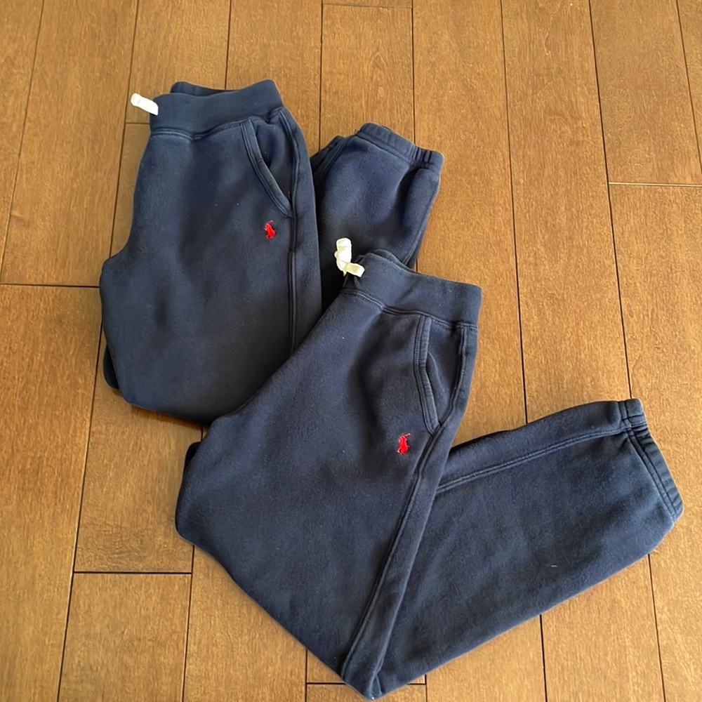 Ralph Lauren Navy Blue Sweatpants with Red Pony Logo